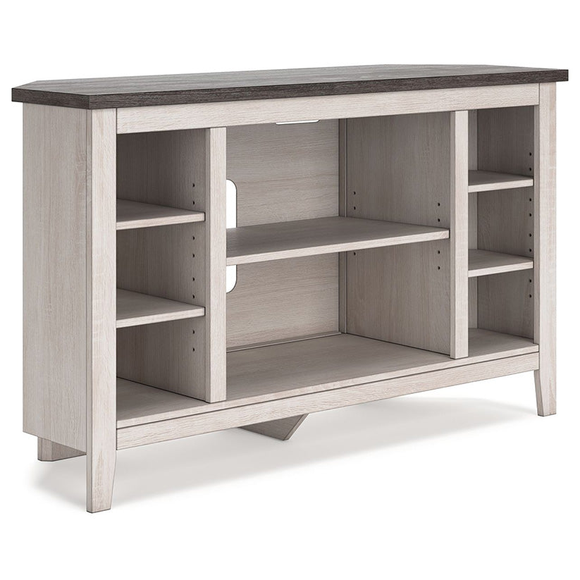 Dorrinson - Two-tone - Corner TV Stand/Fireplace Opt