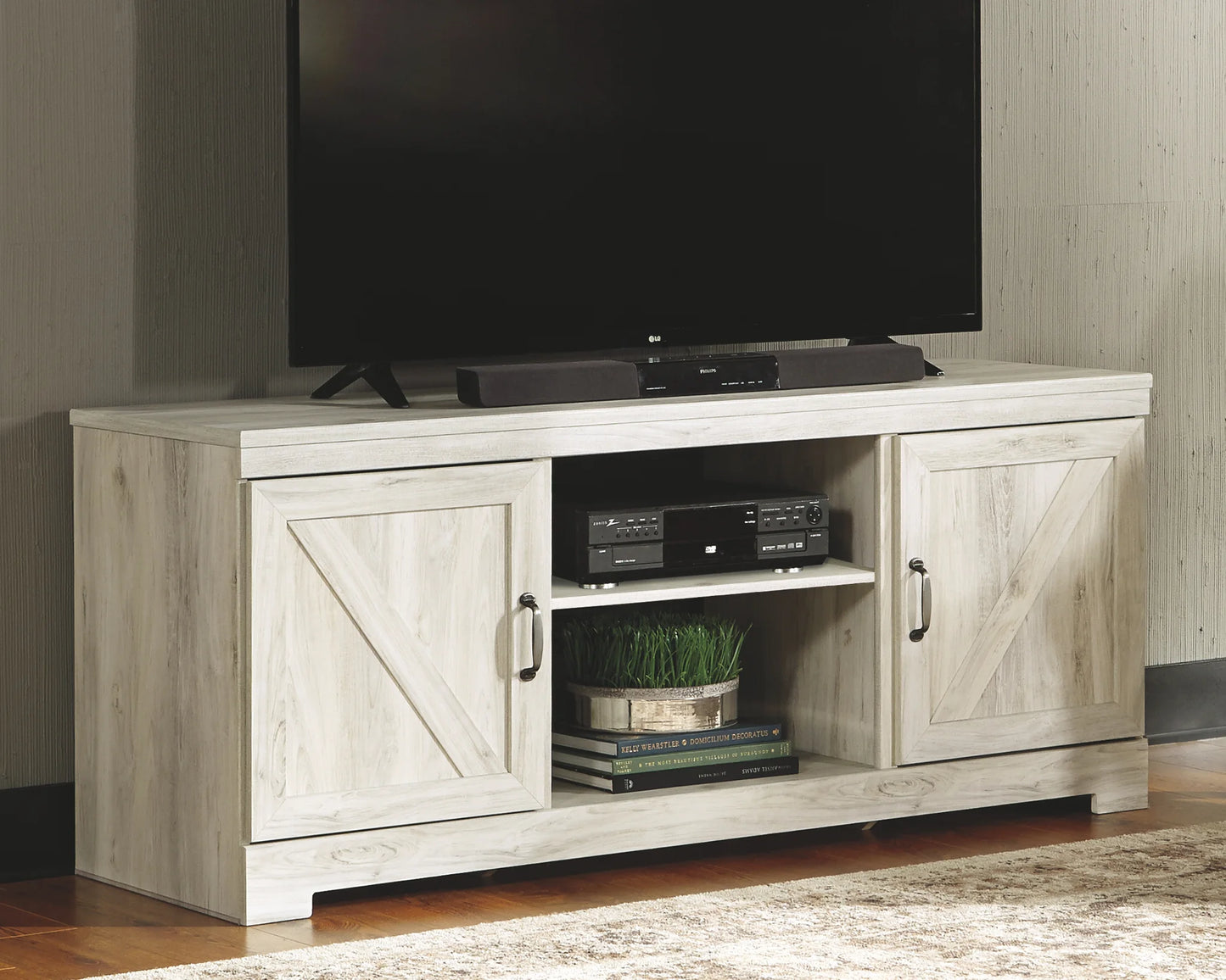 Bellaby - Whitewash - 63" TV Stand W/Fireplace Option