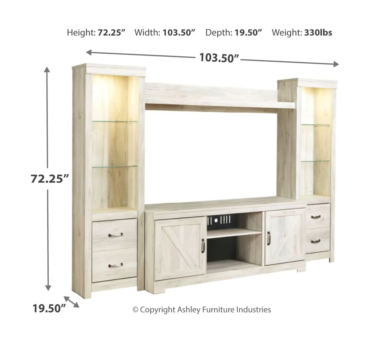 Bellaby - Whitewash - 4 Pc. - Entertainment Center - 63" TV Stand