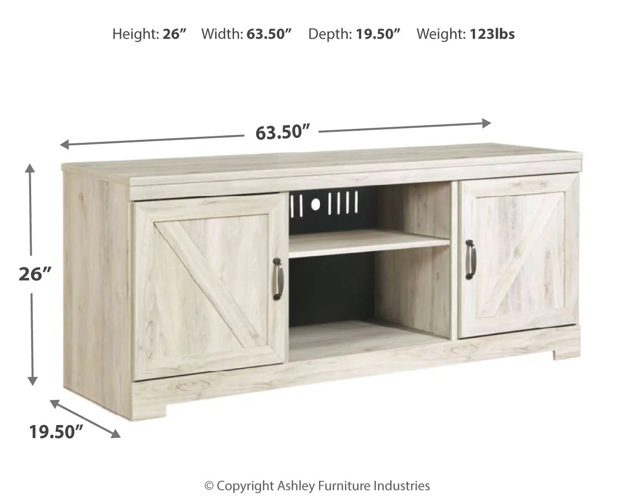 Bellaby - Whitewash - 63" TV Stand W/Fireplace Option