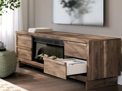 Zadilyn - Brown - 72" TV Stand With Electric Fireplace