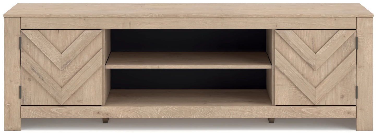 Cayboni - Tan - LG TV Stand With Fireplace Option