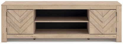 Cayboni - Tan - LG TV Stand With Fireplace Option