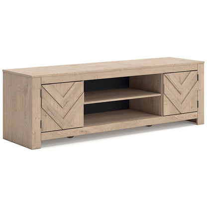 Cayboni - Tan - LG TV Stand With Fireplace Option