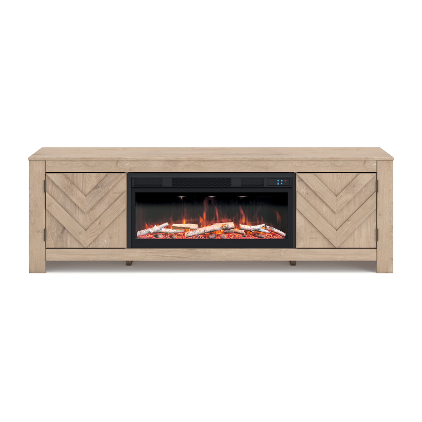 Cayboni - Tan - 71" TV Stand With Electric Fireplace