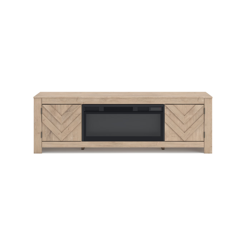 Cayboni - Tan - 71" TV Stand With Electric Fireplace