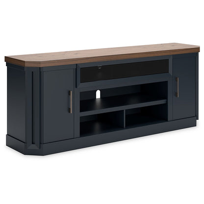 Landocken - Brown / Blue - Xl TV Stand W/Fireplace Option