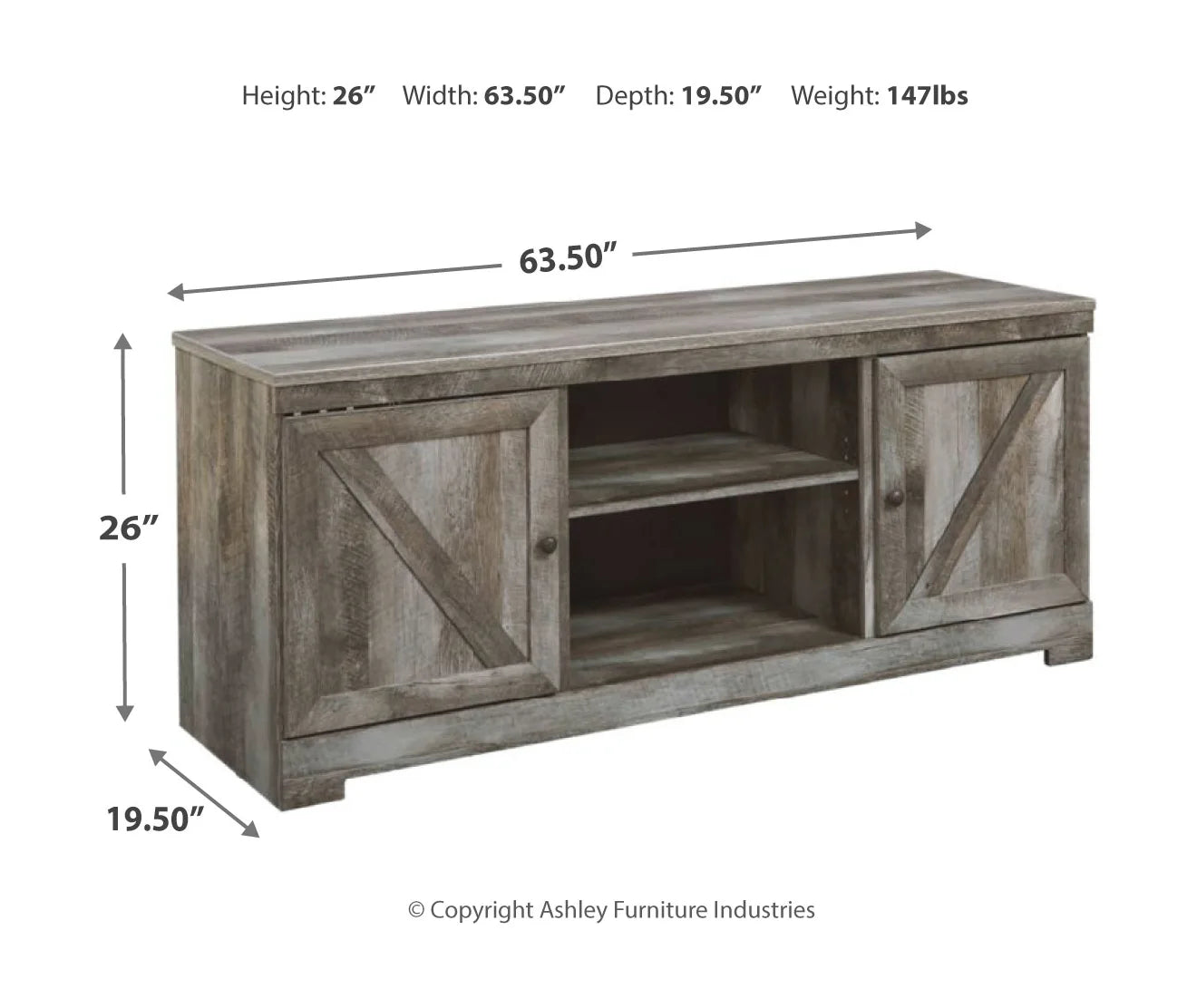 Wynnlow - Gray - 4 Pc. - Entertainment Center - 63" TV Stand