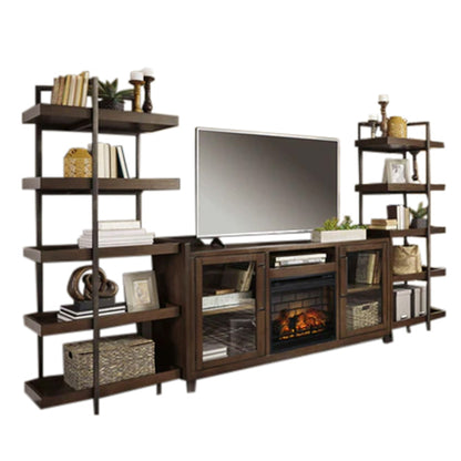 Starmore - Brown / Gunmetal - 4 Pc. - Entertainment Center - 70" TV Stand With Faux Firebrick Fireplace Insert