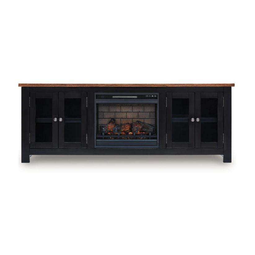 Wildenauer - Brown / Black - 76" TV Stand With Infrared Electric Fireplace