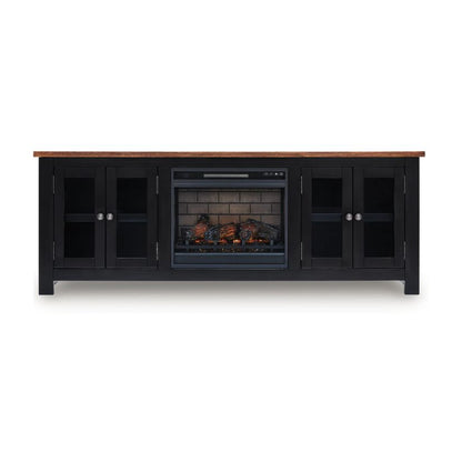 Wildenauer - Brown / Black - 76" TV Stand With Infrared Electric Fireplace