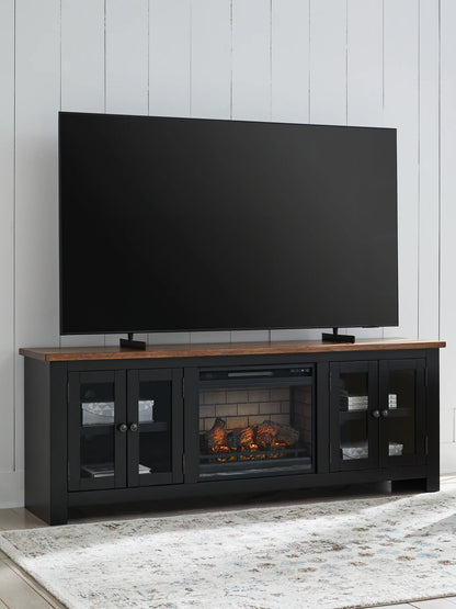 Wildenauer - Brown / Black - 76" TV Stand With Infrared Electric Fireplace