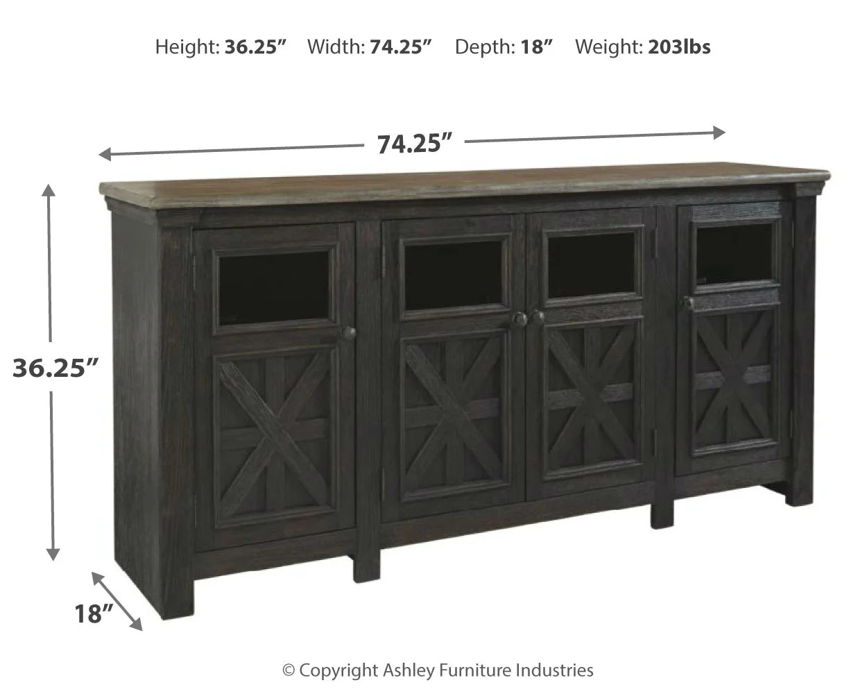 Tyler - Black / Gray - Extra Large TV Stand