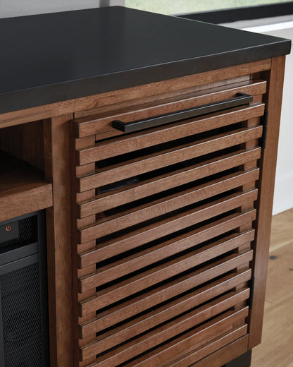 Kallari - Warm Brown / Black - 84" TV Stand With Electric Fireplace