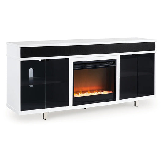 Gardoni - White / Black - 72" TV Stand With Electric Fireplace