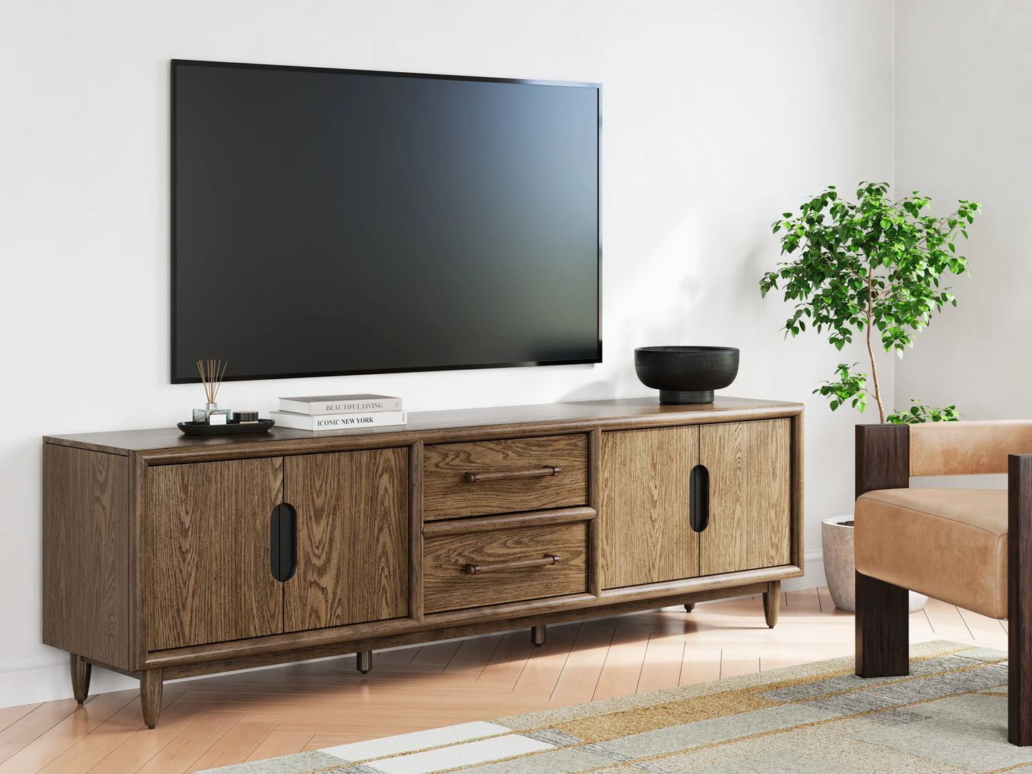 Roanhowe - Brown - Extra Large TV Stand 1