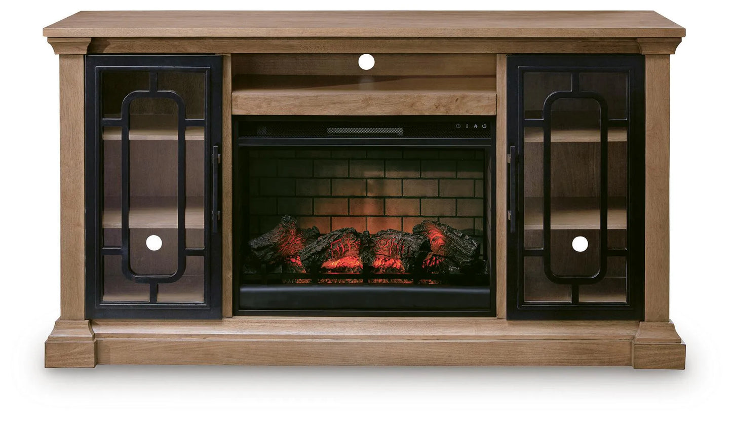 Wittenmyer - 72" TV Stand With Electric Fireplace - Natural / Black