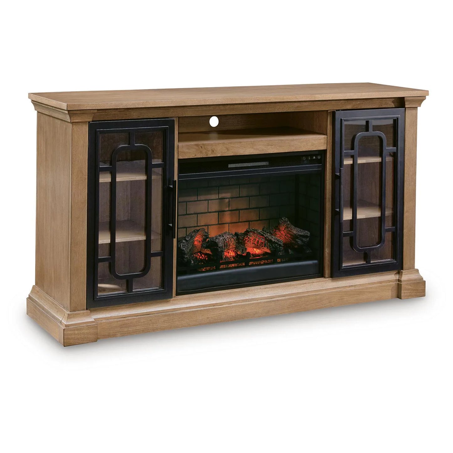 Wittenmyer - 72" TV Stand With Electric Fireplace - Natural / Black