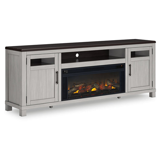 Darborn - Gray / Brown - 88" TV Stand With Electric Infrared Fireplace Insert