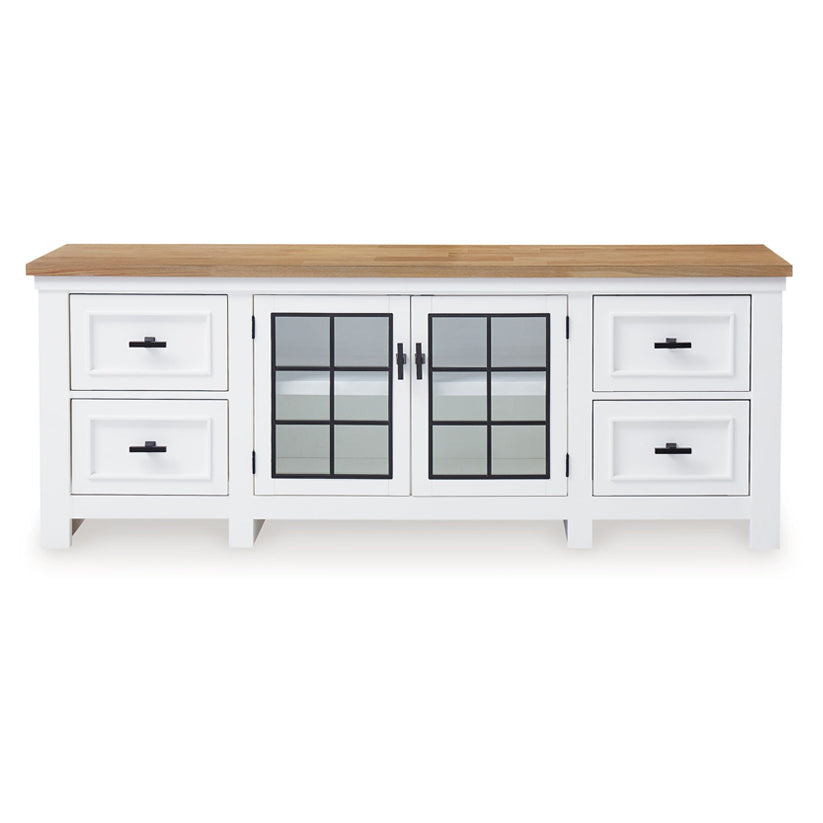 Ashbryn - White / Natural - Extra Large TV Stand