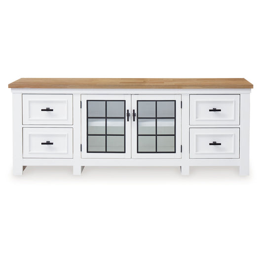 Ashbryn - White / Natural - Extra Large TV Stand