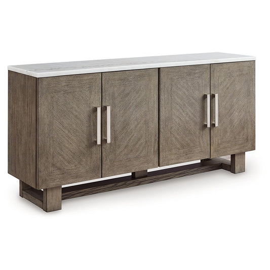 Loyaska - Grayish Brown / White - Extra Large TV Stand