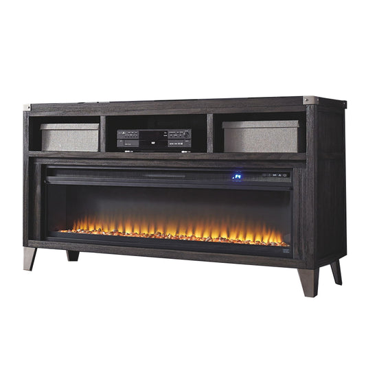 Todoe - Gray - 2 Pc. - 65" TV Stand With Wide Fireplace Insert