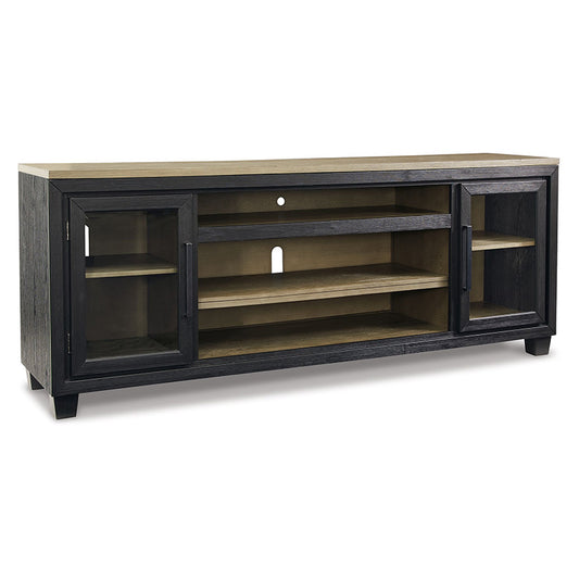 Foyland - Black / Brown - Xl TV Stand W/Fireplace Option