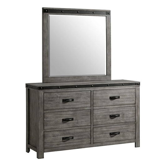 Wade - Youth 6 Drawer Dresser & Mirror Set - Black
