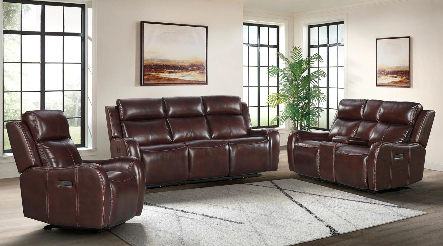 Wainwright - Dual-Power Loveseat - Reddish Brown