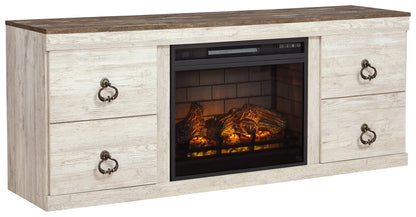 Willowton - Whitewash - 5-Piece Entertainment Center With Electric Fireplace 1