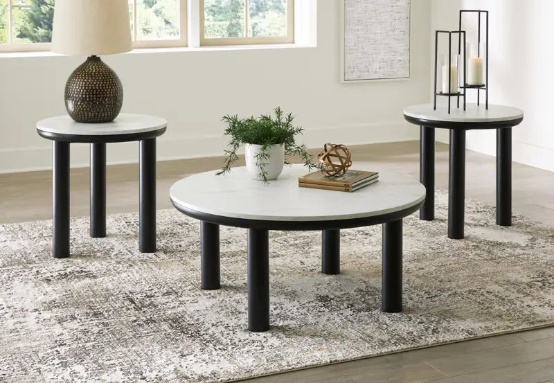 Xandrum - Black / White - Occasional Table Set (Set of 3) 1