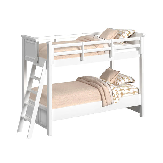 Hampton Kids - Twin Over Twin Bunk With Ladder - White