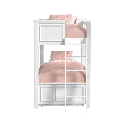 Hampton Kids - Twin Over Twin Bunk With Ladder And Trundle - White