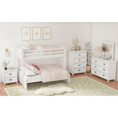 Hampton Kids - Twin Over Full Bunk With Ladder - White