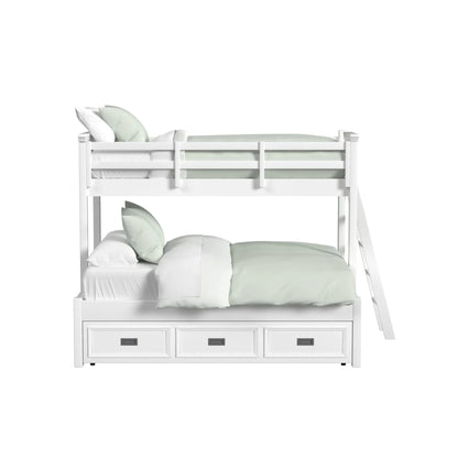 Hampton Kids - Twin Over Full Bunk With Ladder And Trundle - White