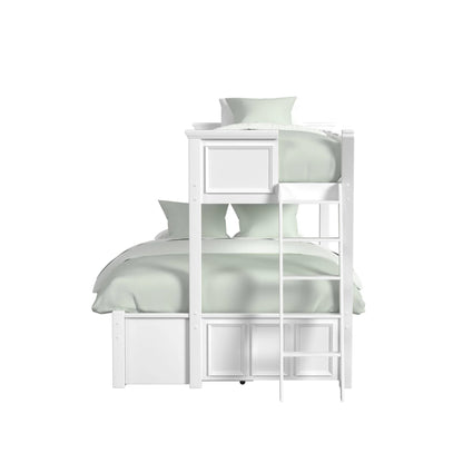 Hampton Kids - Twin Over Full Bunk With Ladder And Trundle - White