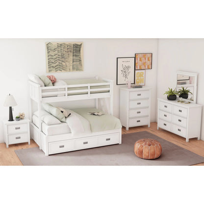 Hampton Kids - Twin Over Full Bunk With Ladder And Trundle - White