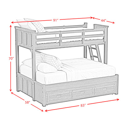 Hampton Kids - Twin Over Full Bunk With Ladder And Trundle - White