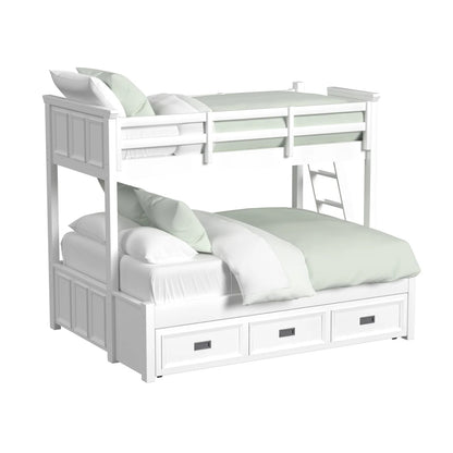 Hampton Kids - Twin Over Full Bunk With Ladder And Trundle - White