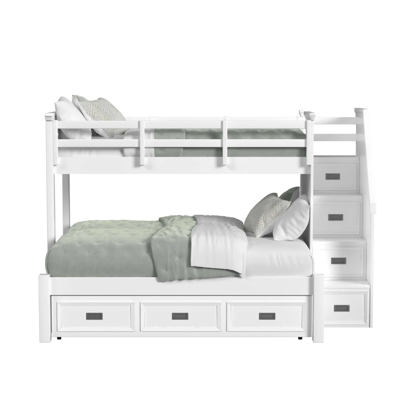 Hampton Kids - Twin Over Full Bunk With Staircase And Trundle - White