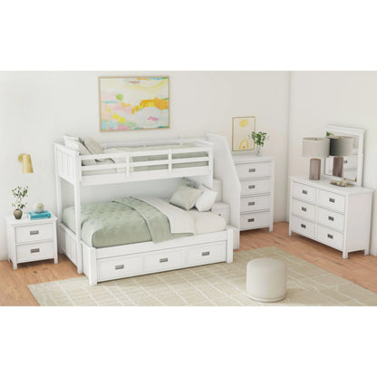 Hampton Kids - Twin Over Full Bunk With Staircase And Trundle - White