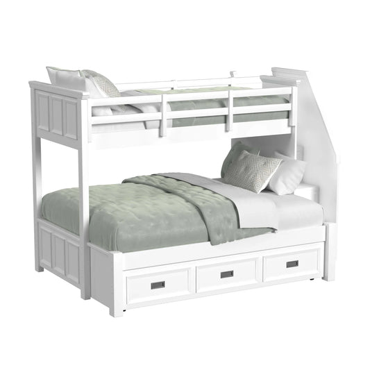 Hampton Kids - Twin Over Full Bunk With Staircase And Trundle - White