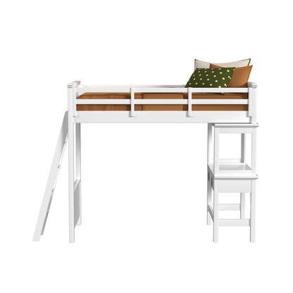 Hampton Kids - Twin Loft With Ladder And Desk With Speaker - White
