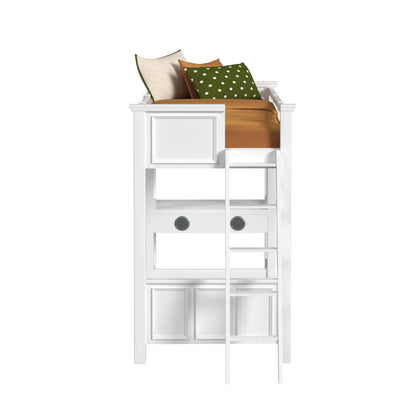 Hampton Kids - Twin Loft With Ladder And Desk With Speaker - White