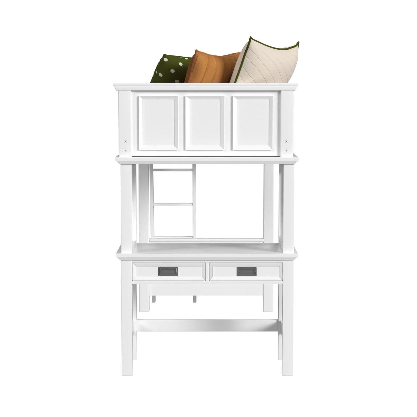 Hampton Kids - Twin Loft With Ladder And Desk With Speaker - White