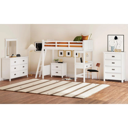 Hampton Kids - Twin Loft With Ladder And Desk With Speaker - White