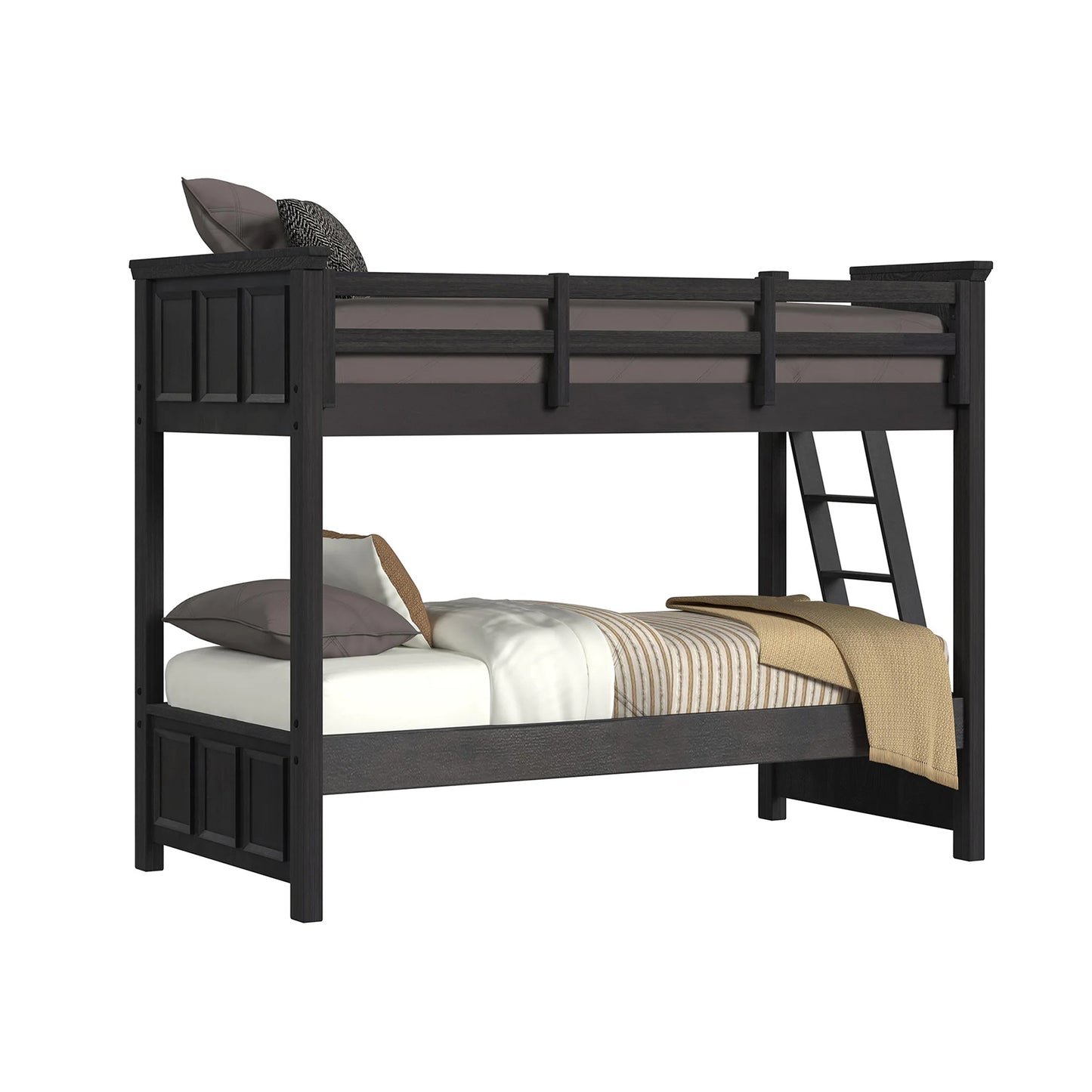 Hampton Kids - Twin Over Twin Bunk With Ladder - Charcoal