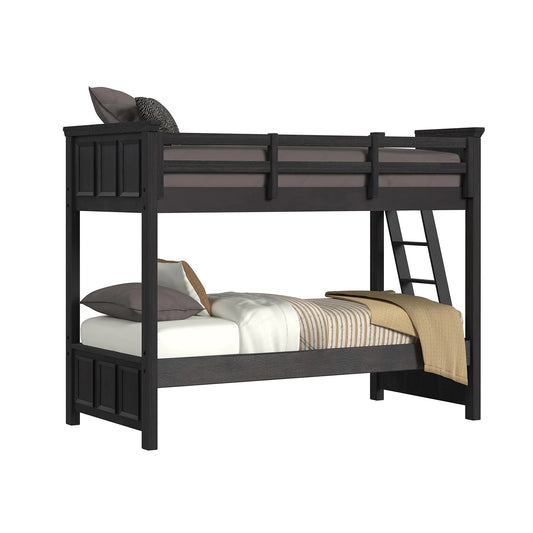 Hampton Kids - Twin Over Twin Bunk With Ladder - Charcoal