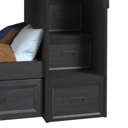 Hampton Kids - Twin Over Twin Bunk With Staircase And Trundle - Charcoal